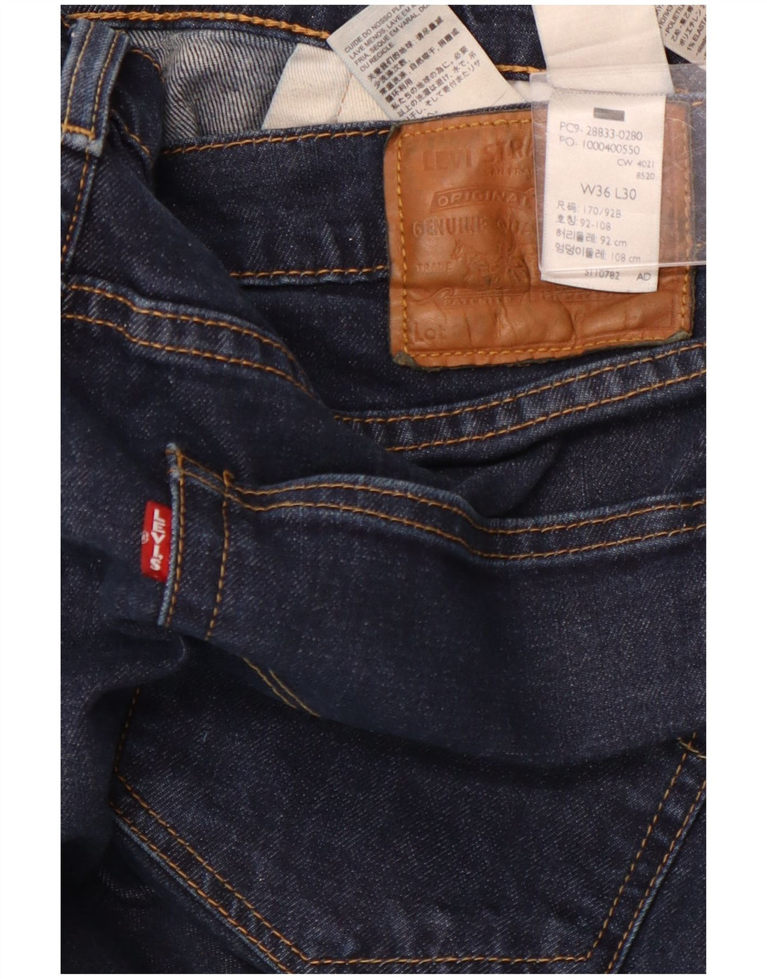 LEVI'S Masculino 512 Slim Tapered Jeans W36 L26 Azul Marinho Algodão