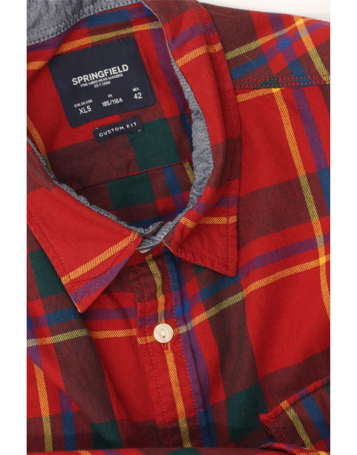 Camisa masculina de flanela de ajuste personalizado Springfield XL vermelha xadrez