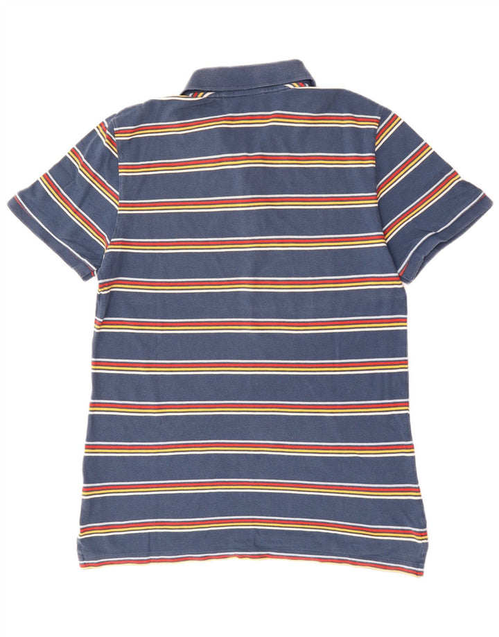 Camisa polo masculina Puma grande algodão listrado azul marinho