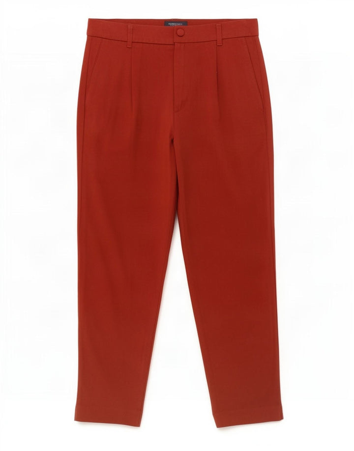 Zara Calça Chino Feminina Pegged Pequena W26 L26 Poliéster Vermelho