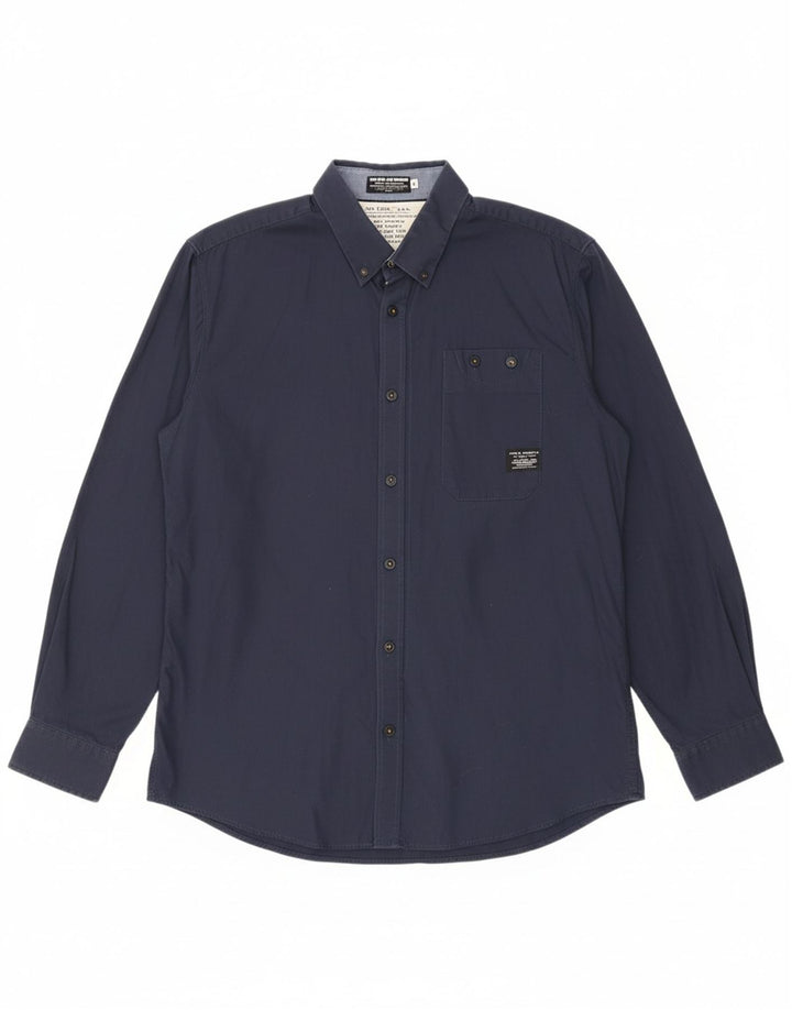 Camisa masculina de trabalho JACK & JONES XL azul marinho algodão