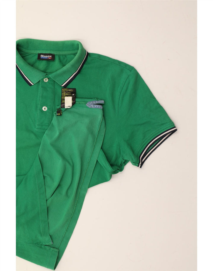 BLAUER Mens Polo Shirt Medium Green Cotton Vintage Blauer and Second-Hand Blauer from Messina Hembry 