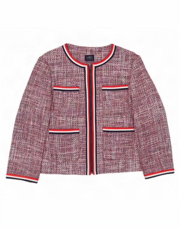 Jaqueta blazer feminina Marks & Spencer UK 12 algodão manchado vermelho médio