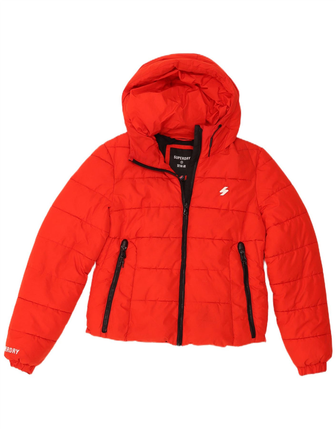 Jaqueta acolchoada com capuz feminina Superdry UK 12 poliéster vermelho médio