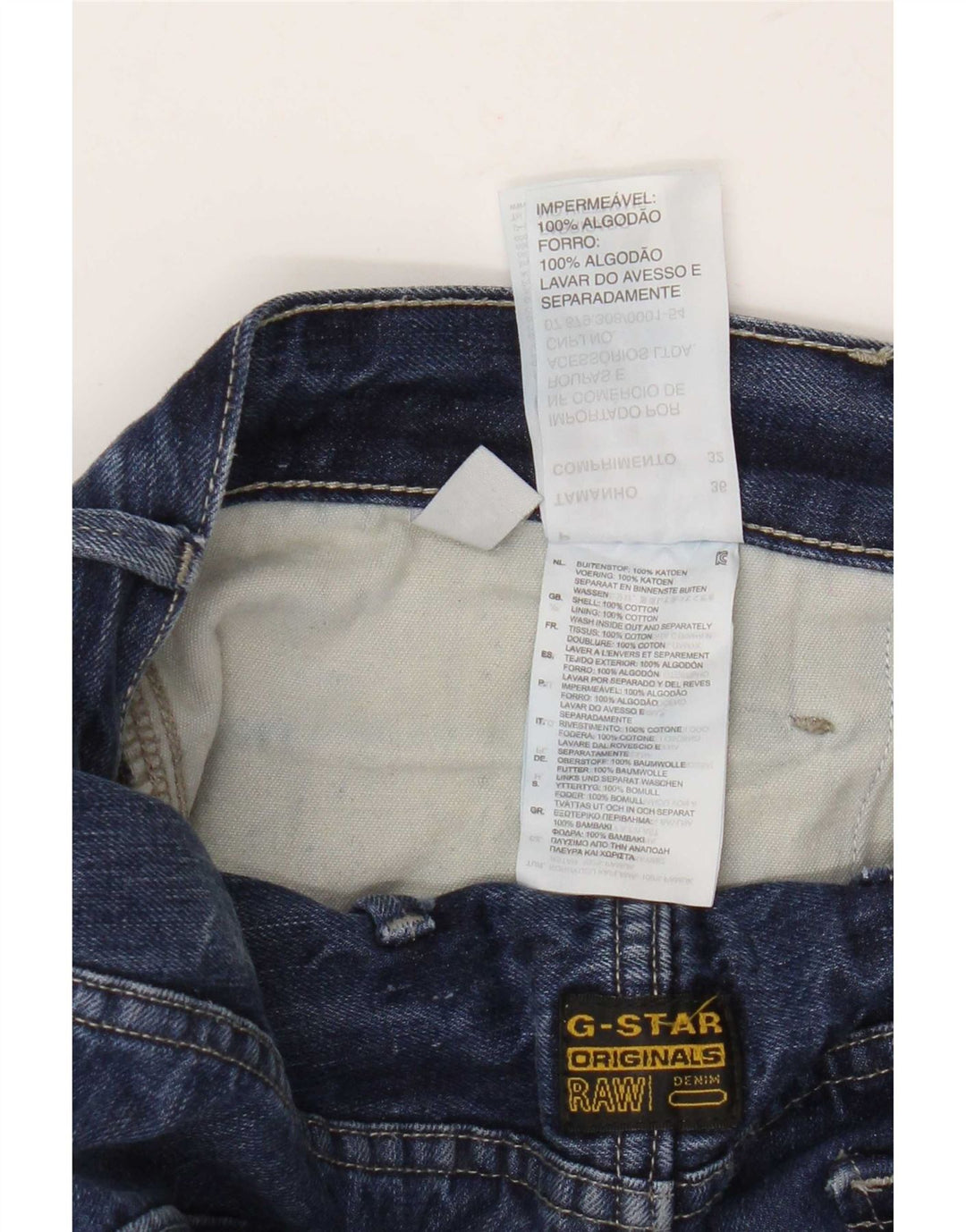 Calça jeans reta masculina G-Star W36 L32 azul patchwork algodão