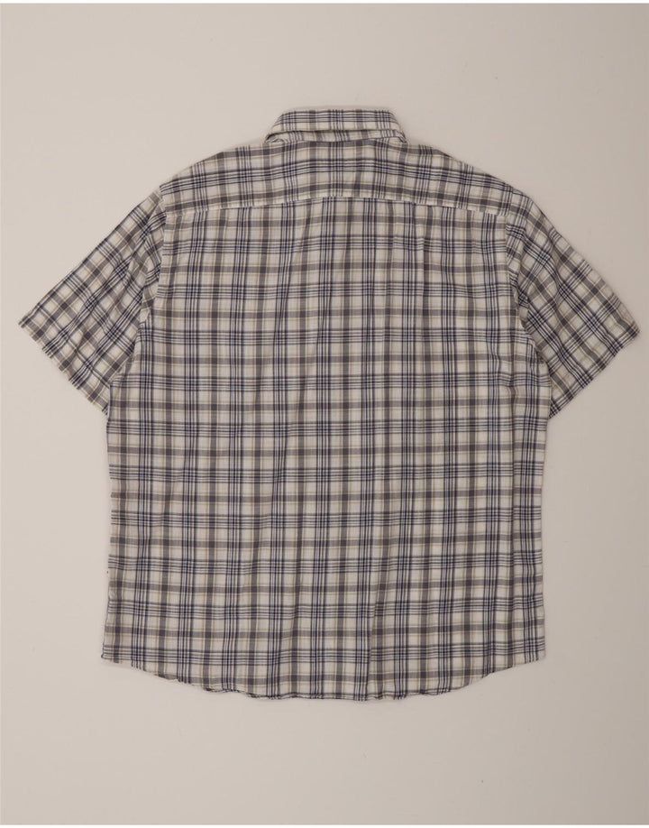 Camisa masculina Navigare de manga curta grande xadrez azul