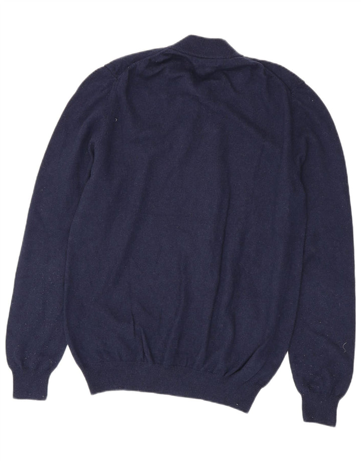 Suéter cardigã masculino Massimo Dutti grande lã azul marinho