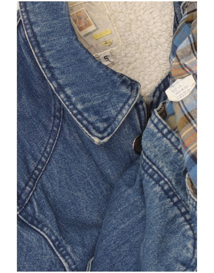 Casaco jeans Sherpa masculino POP 84 Reino Unido 36 poliéster azul pequeno