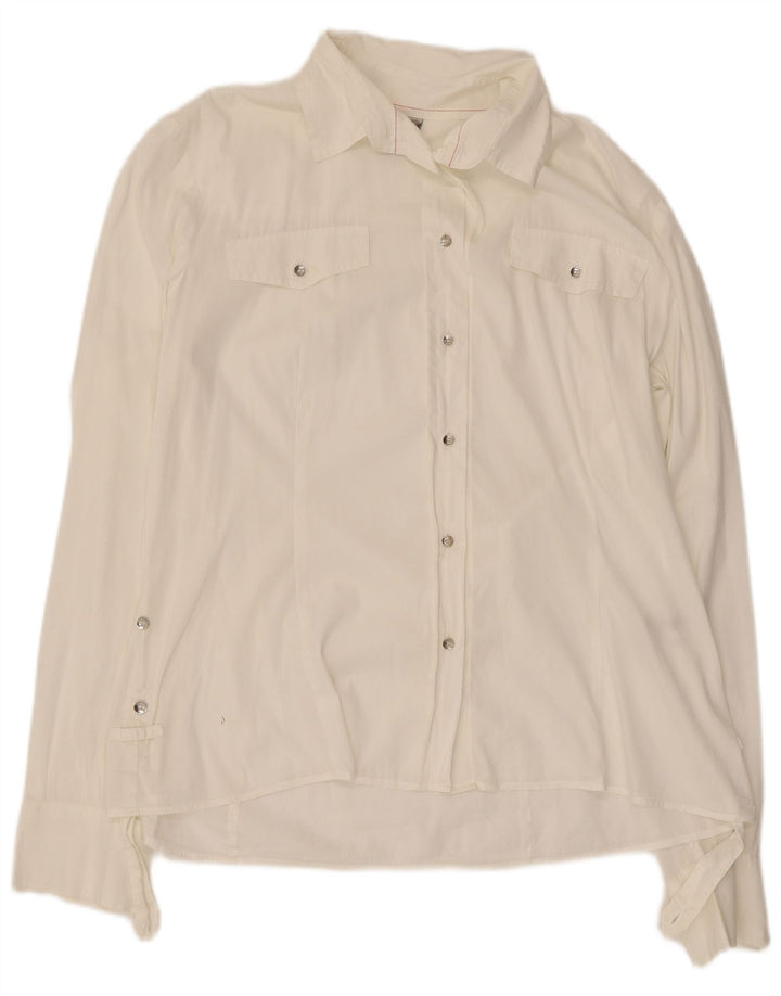 Blusa feminina Murphy & Nye UK 16 grande algodão branco