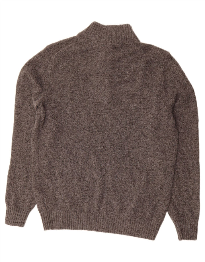 Suéter masculino Izod com decote em botão e acrílico manchado cinza médio