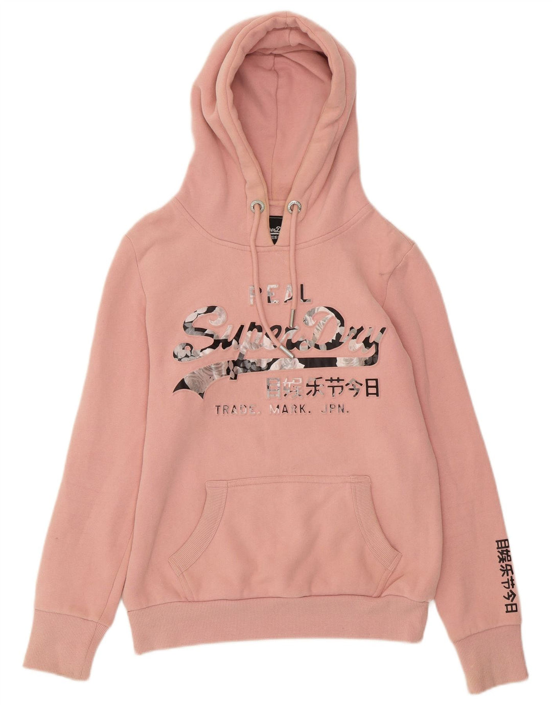 Jumper feminino com capuz gráfico SUPERDRY Reino Unido 8 pequeno algodão rosa