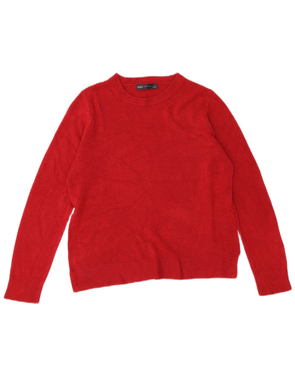 Suéter feminino Marks & Spencer com gola canoa Reino Unido 14 acrílico vermelho médio