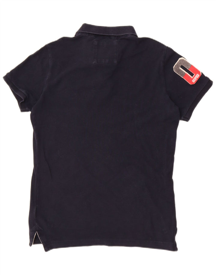 Camisa polo masculina Superdry Graphic pequena algodão azul marinho