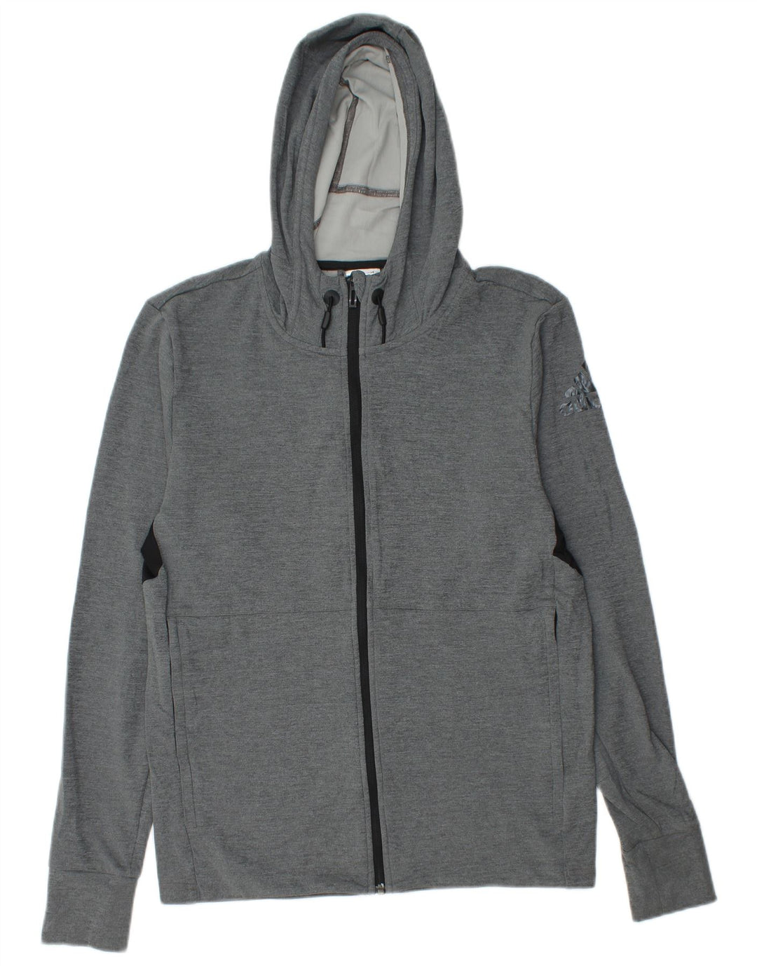 ADIDAS Masculino Climacool Graphic Zip Suéter com capuz pequeno cinza bloco colorido