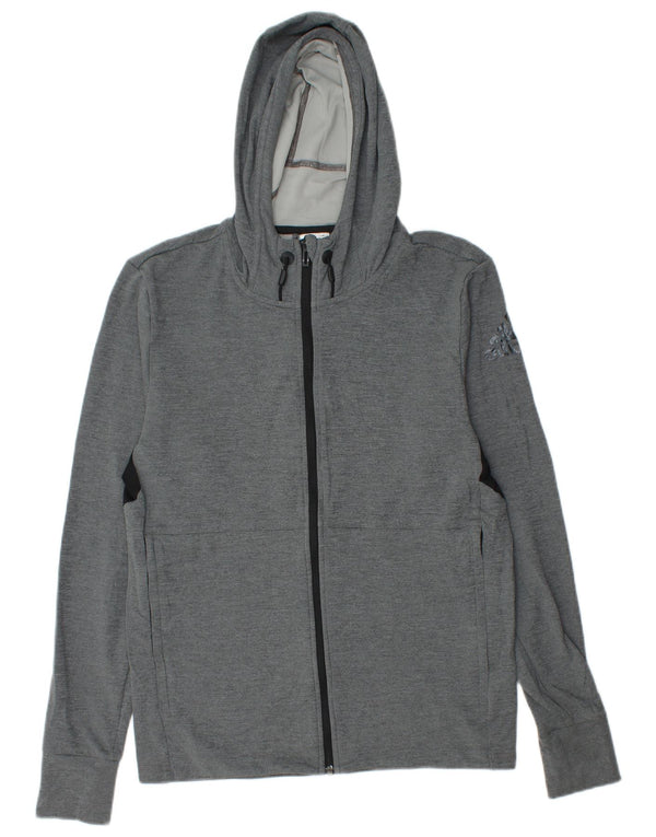 ADIDAS Masculino Climacool Graphic Zip Suéter com capuz pequeno cinza bloco colorido