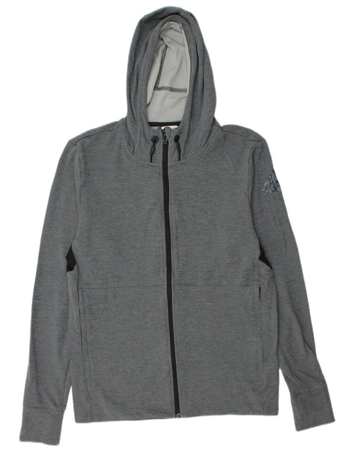 ADIDAS Masculino Climacool Graphic Zip Suéter com capuz pequeno cinza bloco colorido