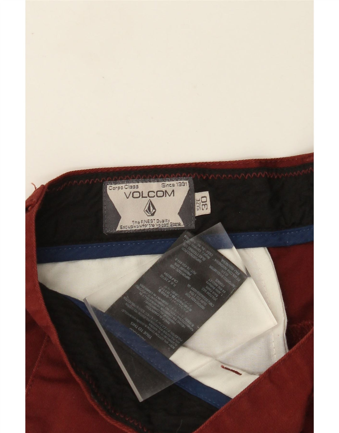 Shorts Chino Masculino VOLCOM W30 Médio Algodão Borgonha