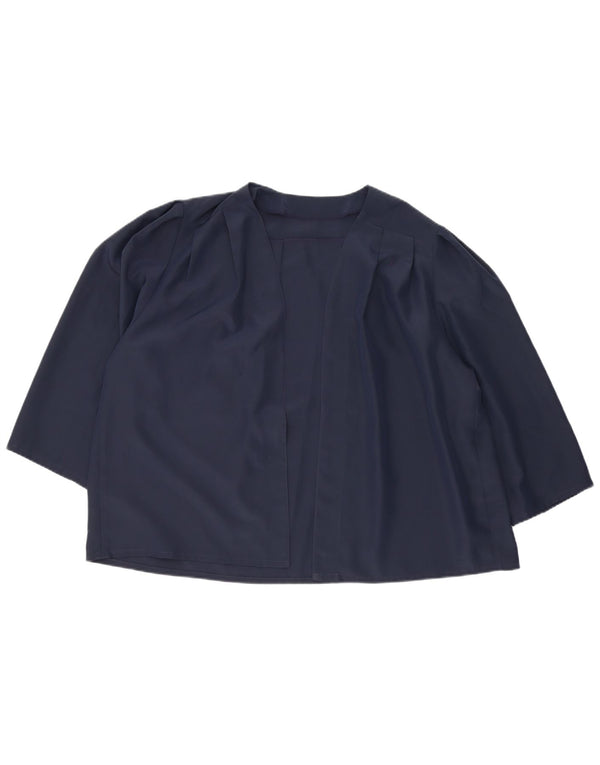 Top Cardigan Oversized Feminino Vintage Reino Unido 22 3XL Azul Marinho