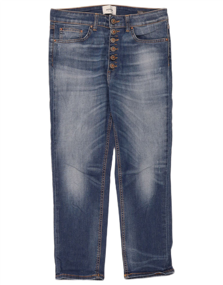 Dondup Jeans feminino cortado desgastado W30 L25 azul