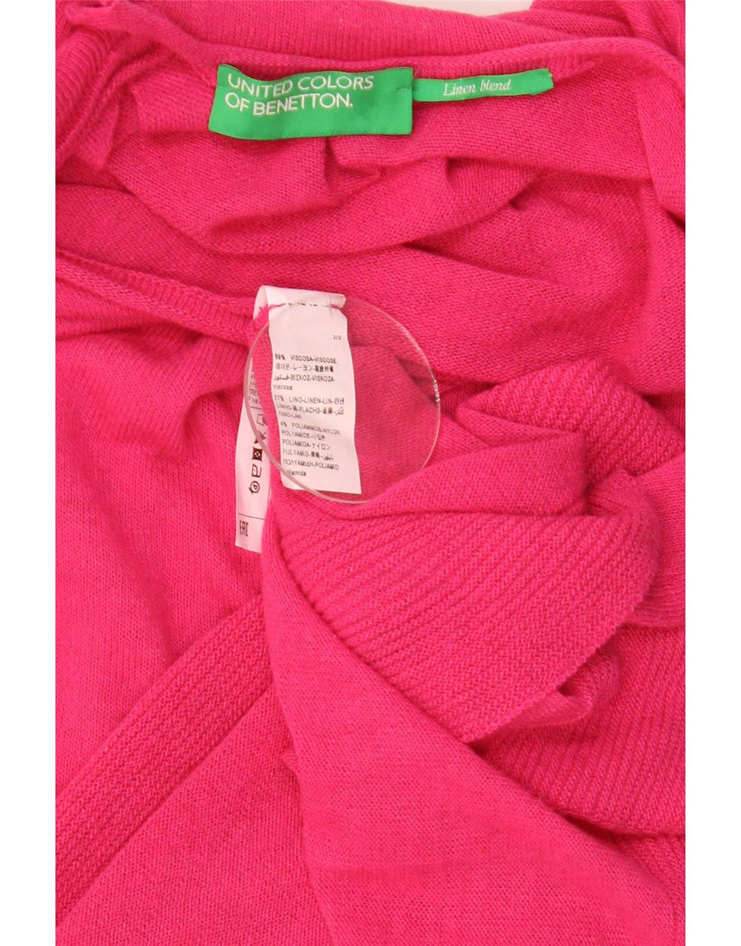 Suéter cardigã feminino grande de manga curta Benetton Reino Unido 14 médio rosa
