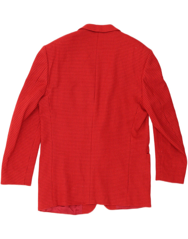 Jaqueta blazer masculina vintage com 2 botões IT 52 XL lã houndstooth vermelha