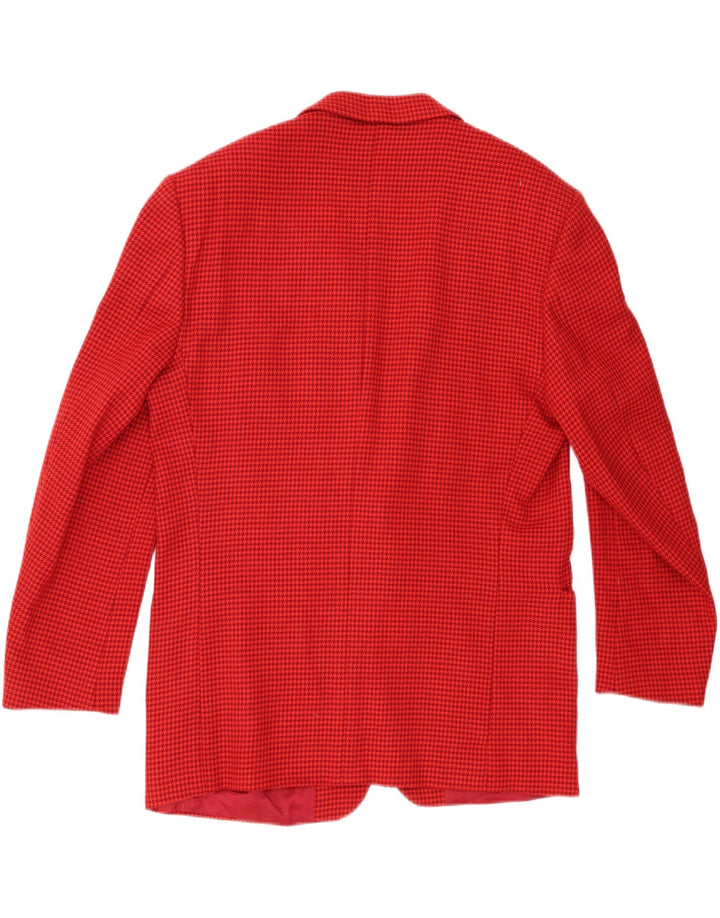 Jaqueta blazer masculina vintage com 2 botões IT 52 XL lã houndstooth vermelha