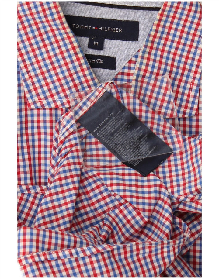 Tommy Hilfiger Camisa masculina slim fit média algodão guingão multicolorido