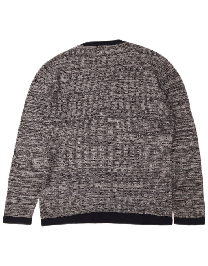 Suéter masculino Jack & Jones com gola redonda e algodão manchado cinza médio