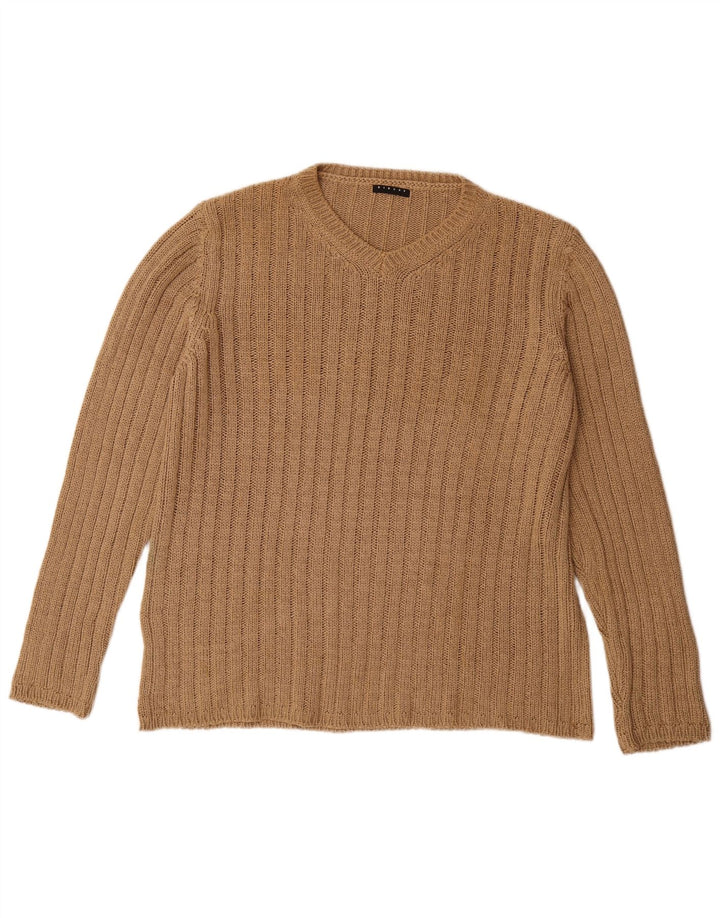 Suéter masculino SISLEY com decote em V XL bege acrílico