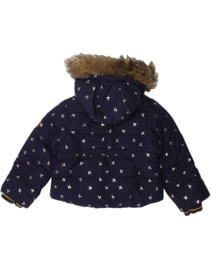 JOULES Baby Girls Padded Padded Jacket 18-24 Months Navy Blue Floral Vintage Joules and Second-Hand Joules from Messina Hembry 