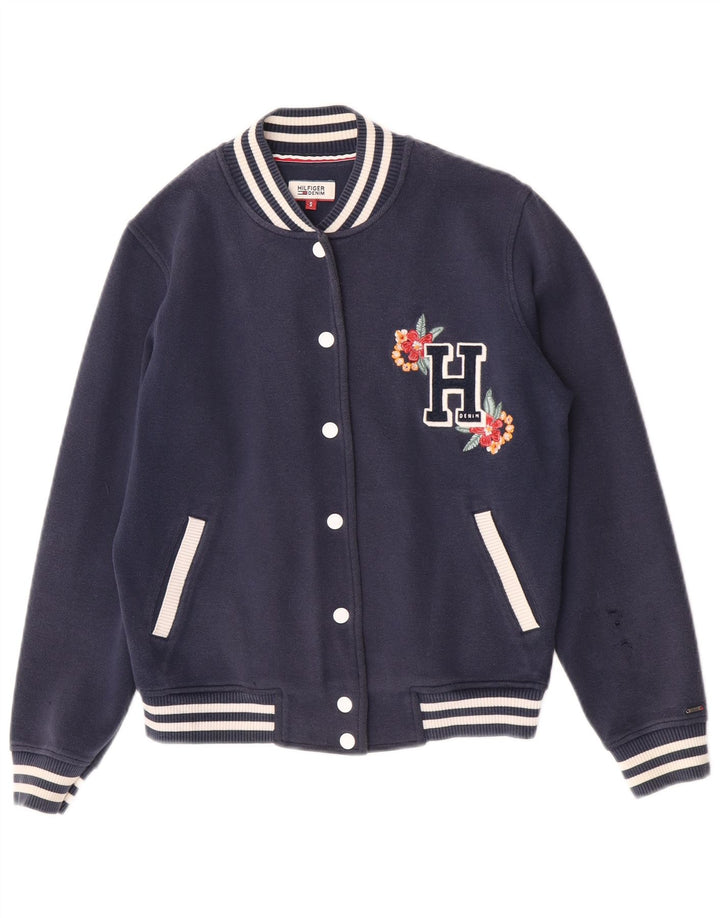 Jaqueta Tommy Hilfiger Feminina Oversized Varsity UK 10 Pequena Azul Marinho