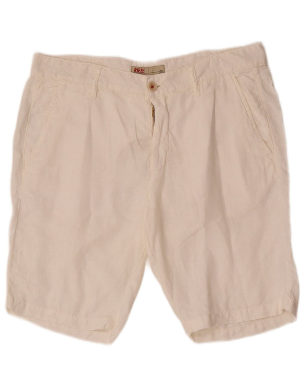 Rifle Mens Chino Shorts W32 Médio Linho Branco