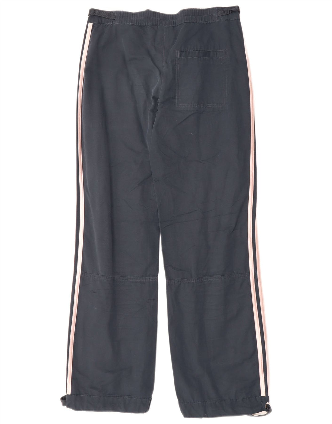 Calça casual reta feminina Adidas UK 8 pequena W30 L30 algodão azul marinho