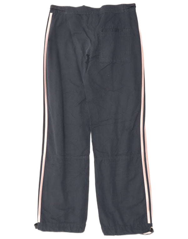 Calça casual reta feminina Adidas UK 8 pequena W30 L30 algodão azul marinho