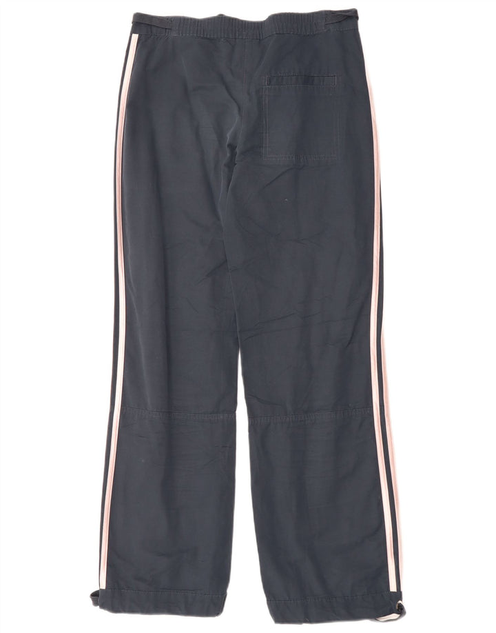 Calça casual reta feminina Adidas UK 8 pequena W30 L30 algodão azul marinho