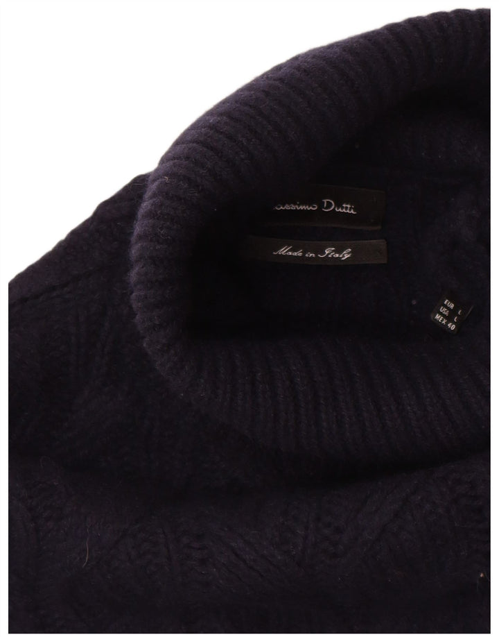 Suéter masculino Massimo Dutti com gola redonda, grande lã azul marinho