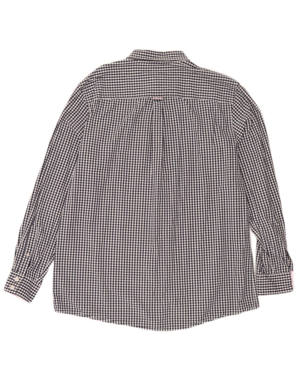 Camisa masculina de ajuste clássico da Crew Clothing XL azul marinho algodão guingão
