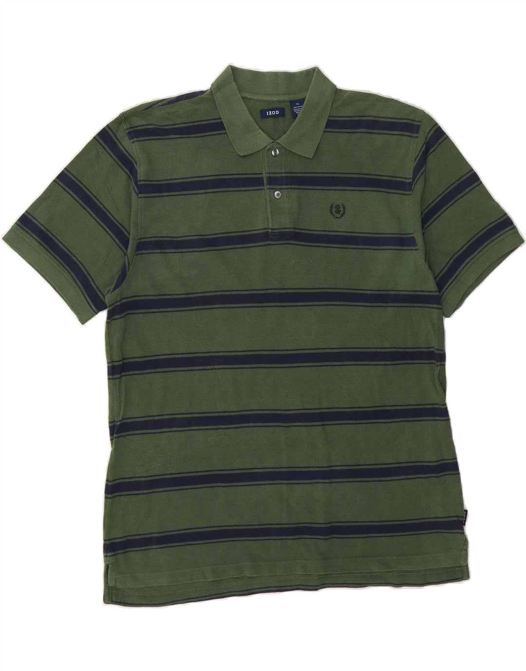 IZOD Mens Polo Shirt XL Green Striped Cotton Vintage Izod and Second-Hand Izod from Messina Hembry 