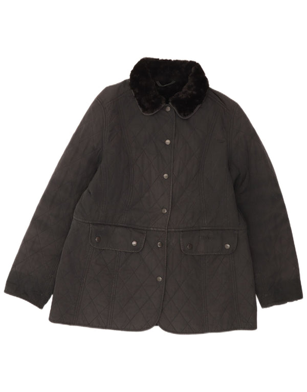 Jaqueta acolchoada feminina BARBOUR UK 14 poliéster preto médio
