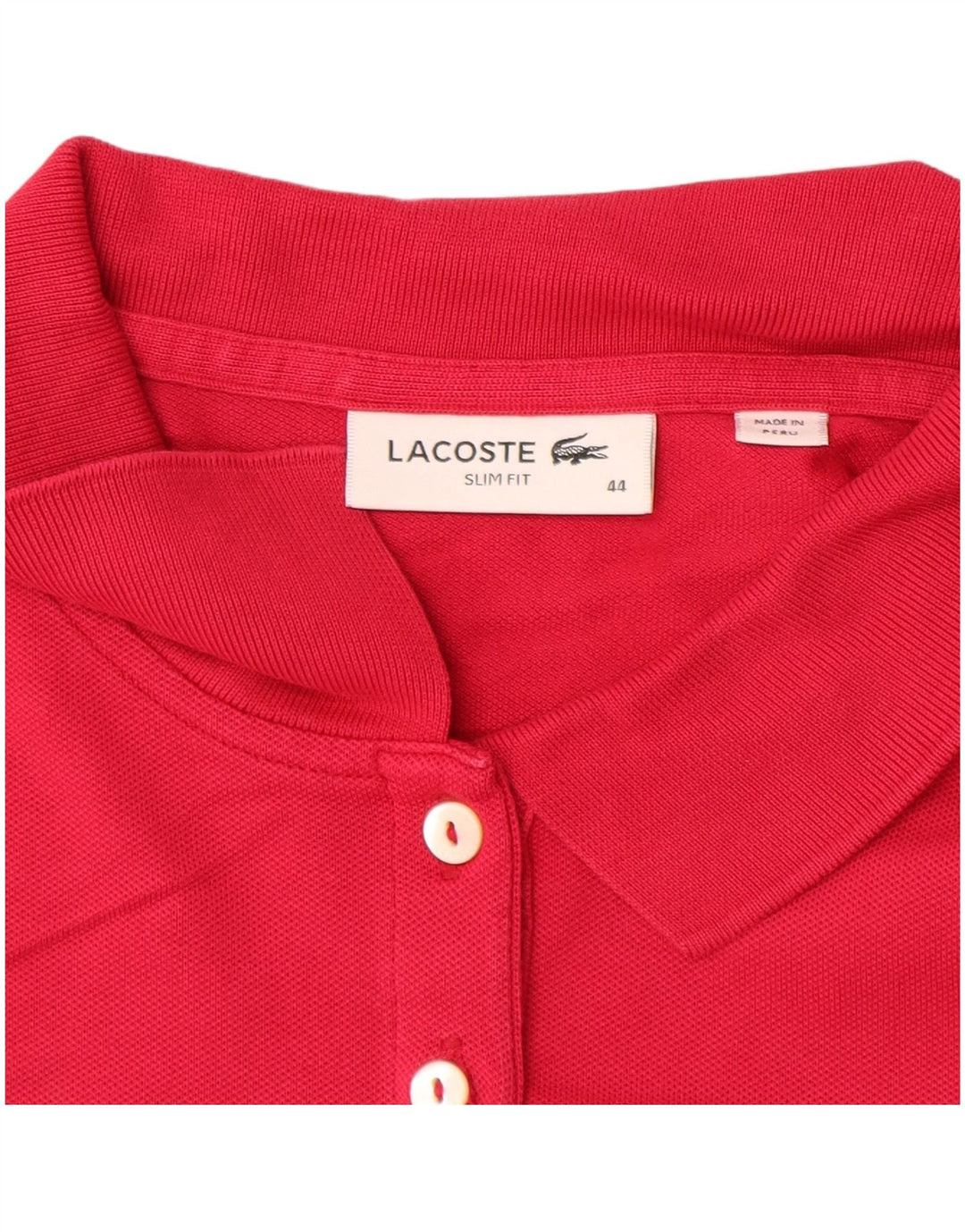 Camisa polo feminina LACOSTE Slim Fit manga comprida tamanho 44 grande algodão rosa