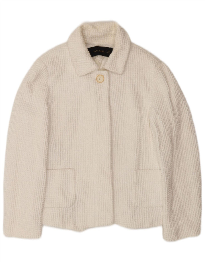 Jaqueta blazer feminina Zara com 1 botão Reino Unido 12 médio branco