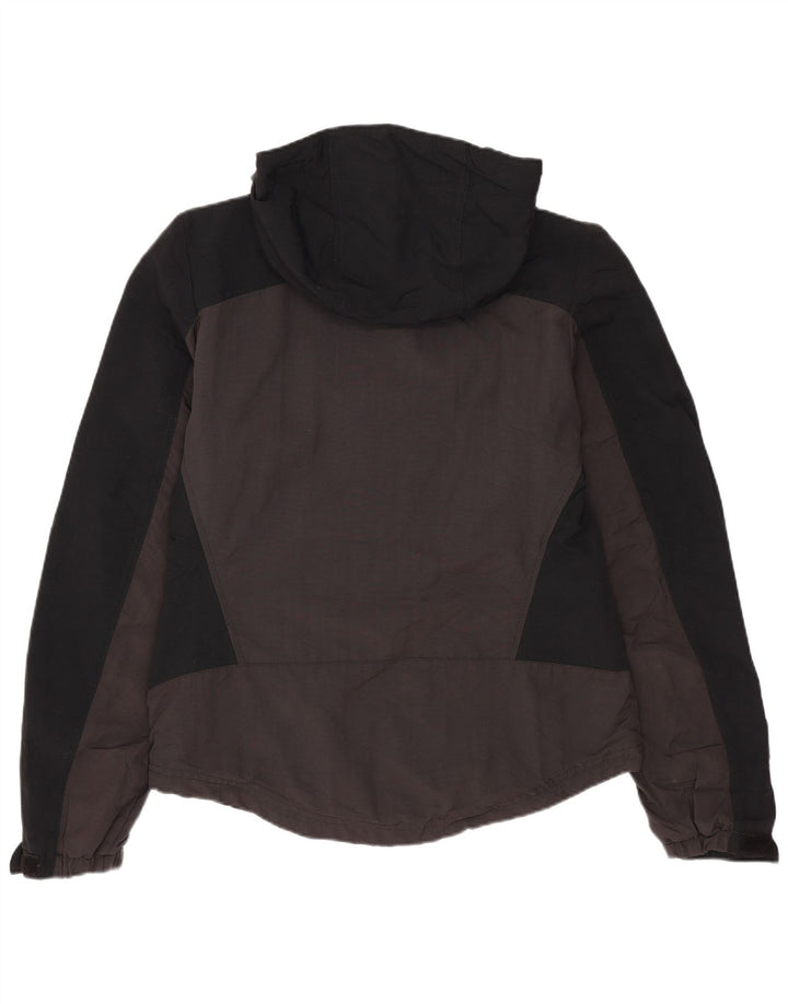 Jaqueta corta-vento feminina Eddie Bauer com capuz Reino Unido 6 XS preto colorblock