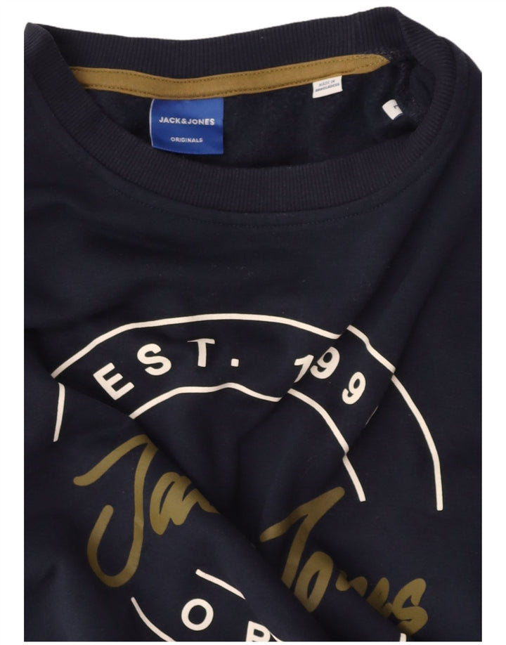 Suéter gráfico masculino JACK & JONES grande azul marinho