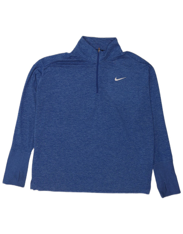 Top Nike masculino com zíper e manga comprida XL azul manchado de poliéster