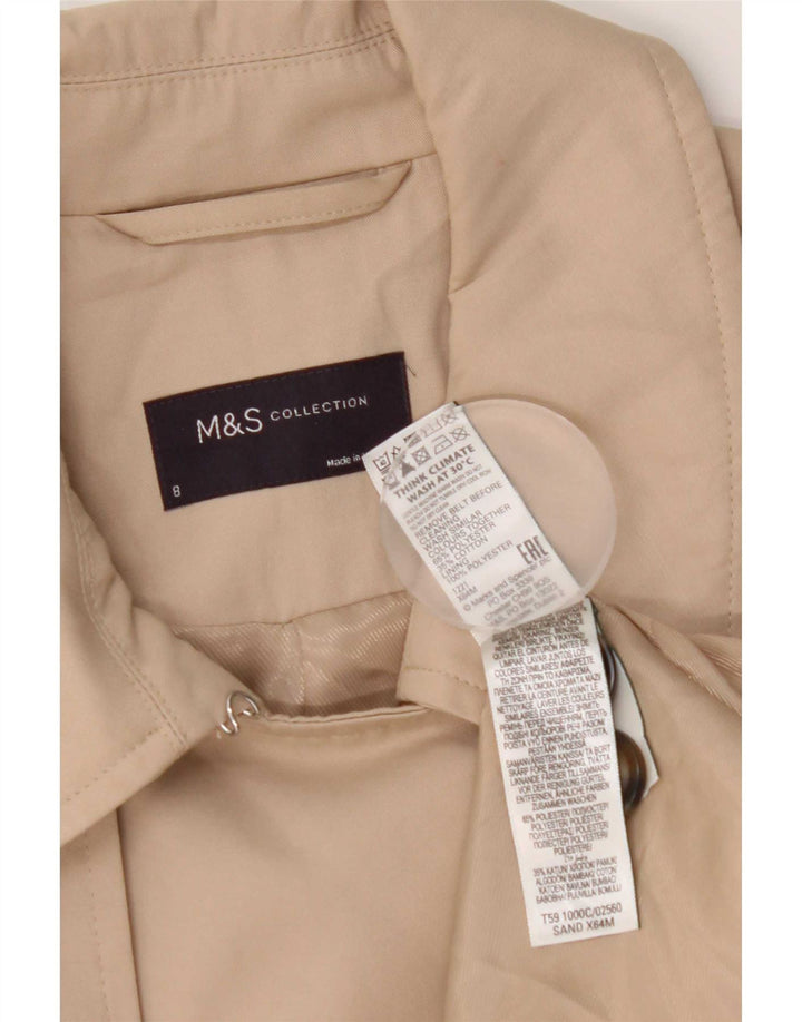 Casaco impermeável feminino Marks & Spencer Reino Unido 8 pequeno poliéster bege