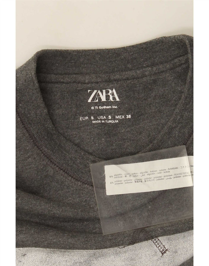 Zara moletom gráfico masculino jumper pequeno algodão cinza
