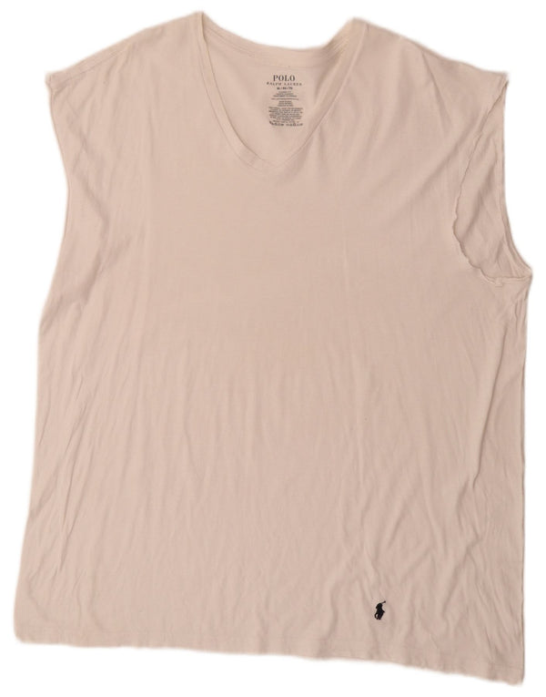 Polo Ralph Lauren Mens Colete Top XL Algodão Branco