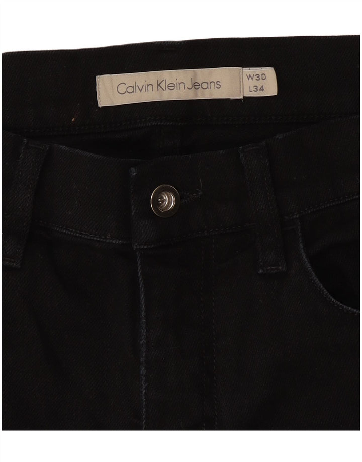 CALVIN KLEIN Mens Jeans Slim W30 L31 Algodão Preto