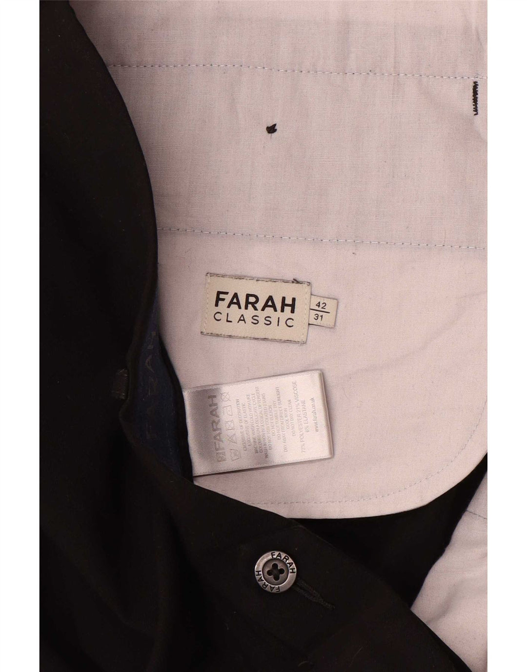 Calça Chino Masculina Farah Classic Fit W42 L31 Poliéster Preto