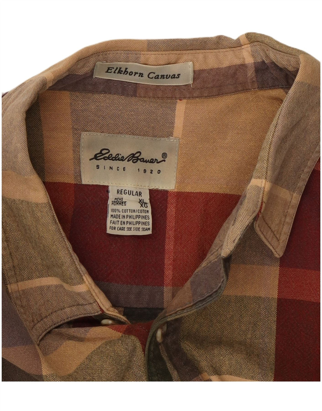 EDDIE BAUER Camisa masculina regular fit XL algodão xadrez multicolorido